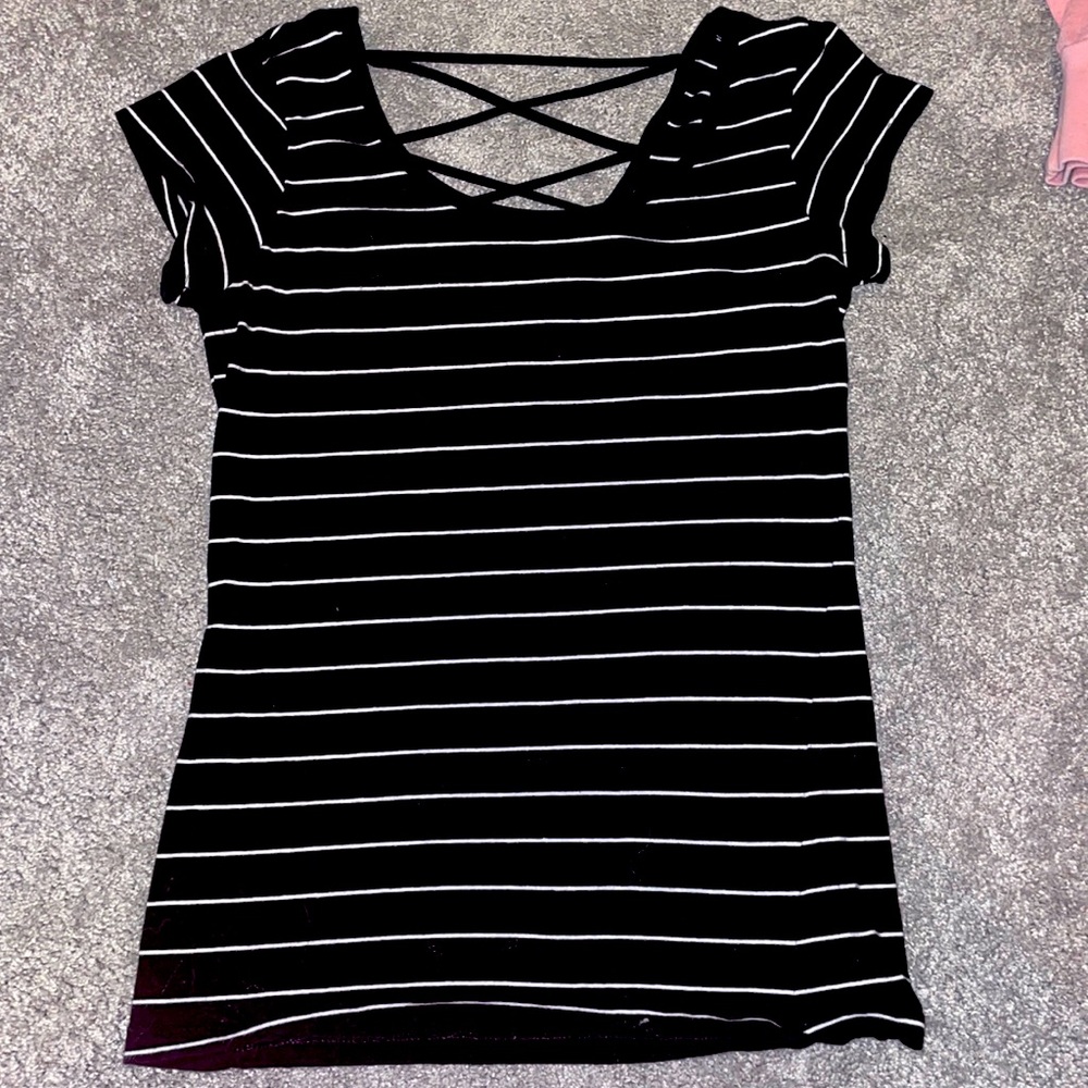 Black and white striped top